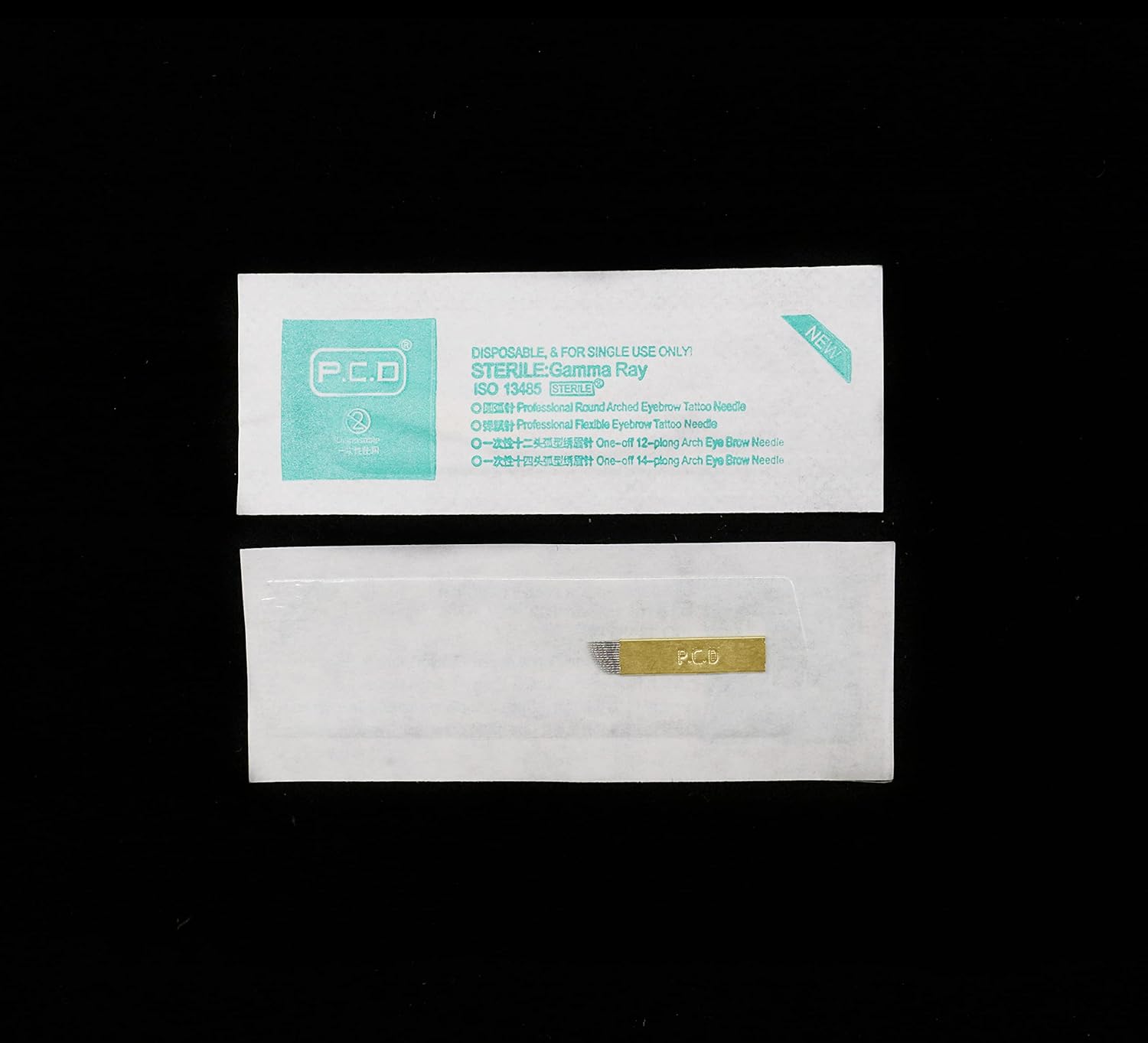 50 piezas desechables para cejas, pluma de microblading, microblade de cejas, PCD 14Pin forma manual Microblading herramienta (0.010 in-14P)