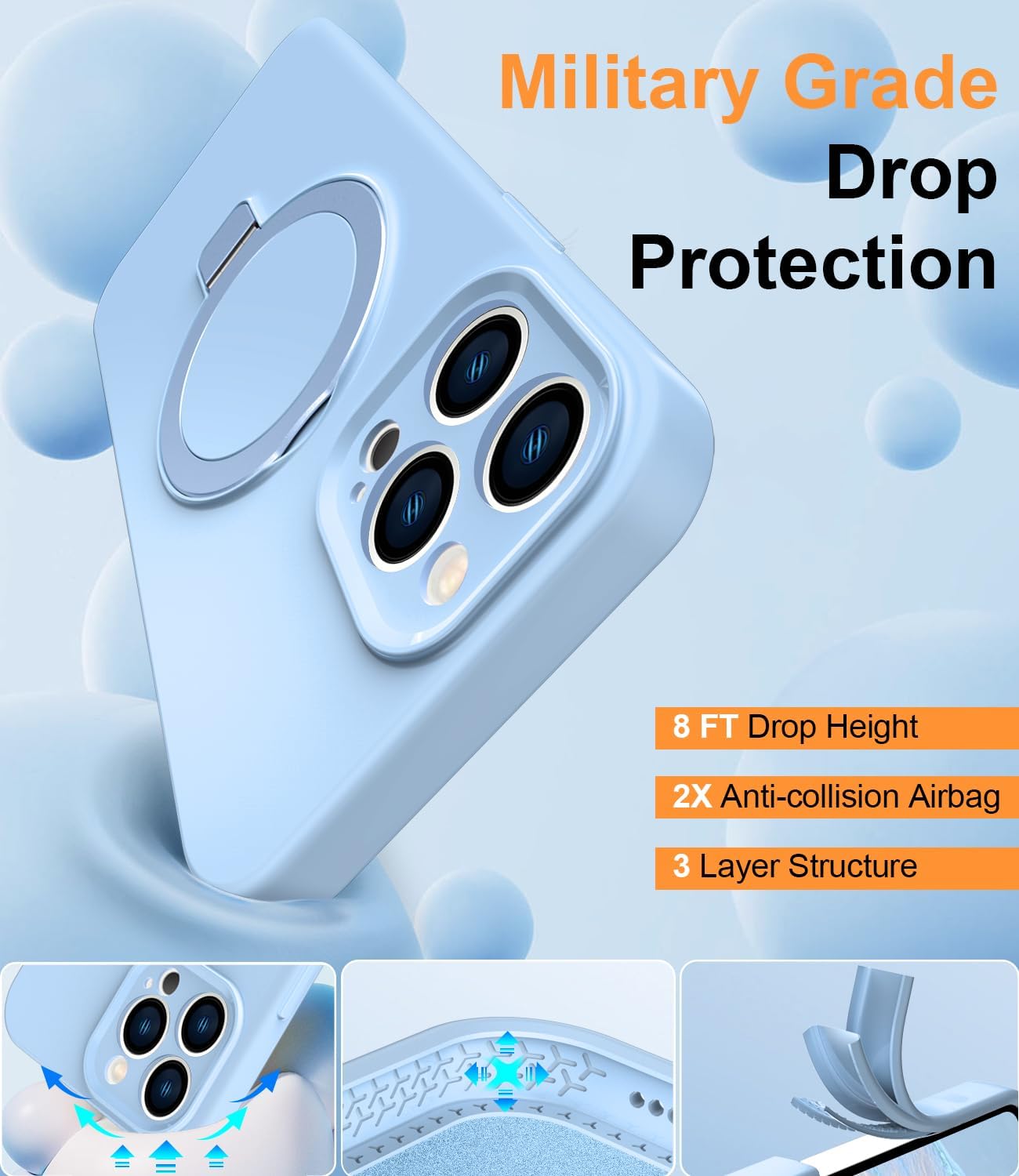PIXIU Funda magnética para iPhone 13 Pro Max compatible con MagSafe, silicona líquida suave a prueba de golpes, funda para iPhone 13 Pro Max con