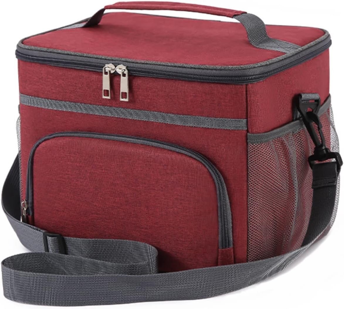 HOMHOLDON Lonchera de 15 litros para mujeres y hombres, lonchera aislada a prueba de fugas, bolsa de mano con correa ajustable para el hombro,
