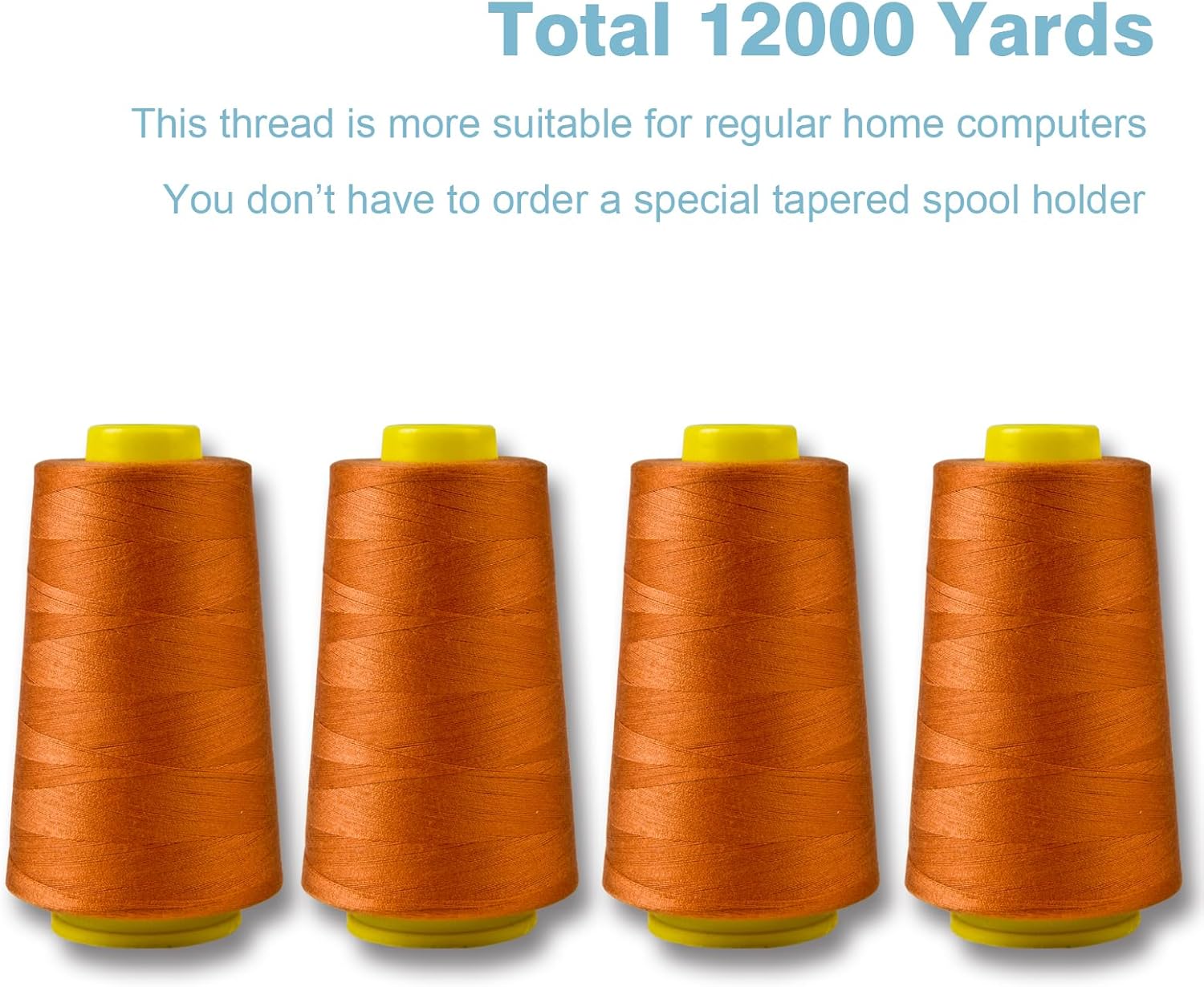 Hilo de serger, hilo multiusos para coser, hilo de jengibre, hilo de coser de poliéster, 4 conos de 3000 yardas cada carrete para hilo de máquina de