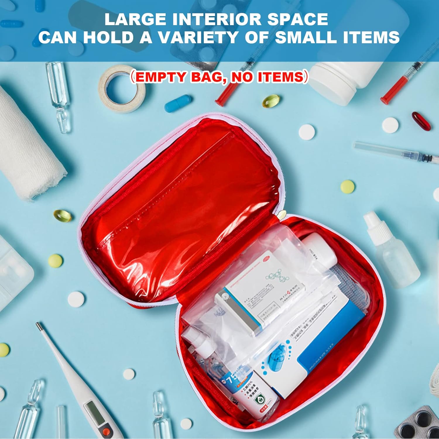AOUTACC Bolsa de primeros auxilios vacía, impermeable, duradera, bolsa vacía con cremallera, bolsa de emergencia para primeros auxilios para el