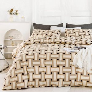 YuHeGuoJi Juego de funda de edredón geométrica beige, tamaño Queen, 100% algodón, funda de edredón a cuadros abstractos, juego de 3 piezas, 1 funda YuHeGuoJi Juego de funda de edredón geométrica beige, tamaño Queen, 100% algodón, funda de edredón a cuadros abstractos, juego de 3 piezas, 1 funda