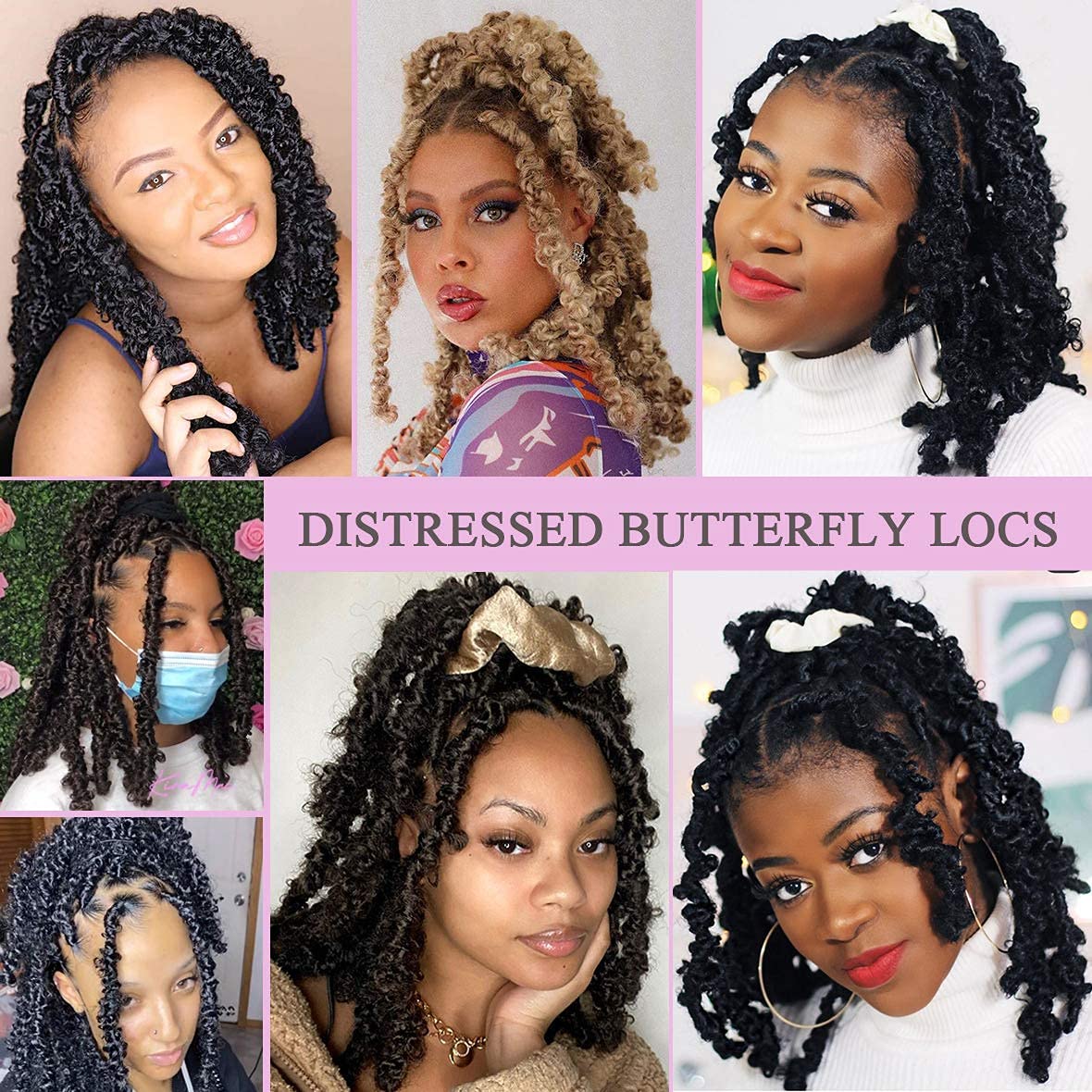 Leeven – mechones de cabello pre-torcidos mariposa crochet de 12 in, 6 paquetes de mechones de cabello al estilo Bob desarreglados cortos de