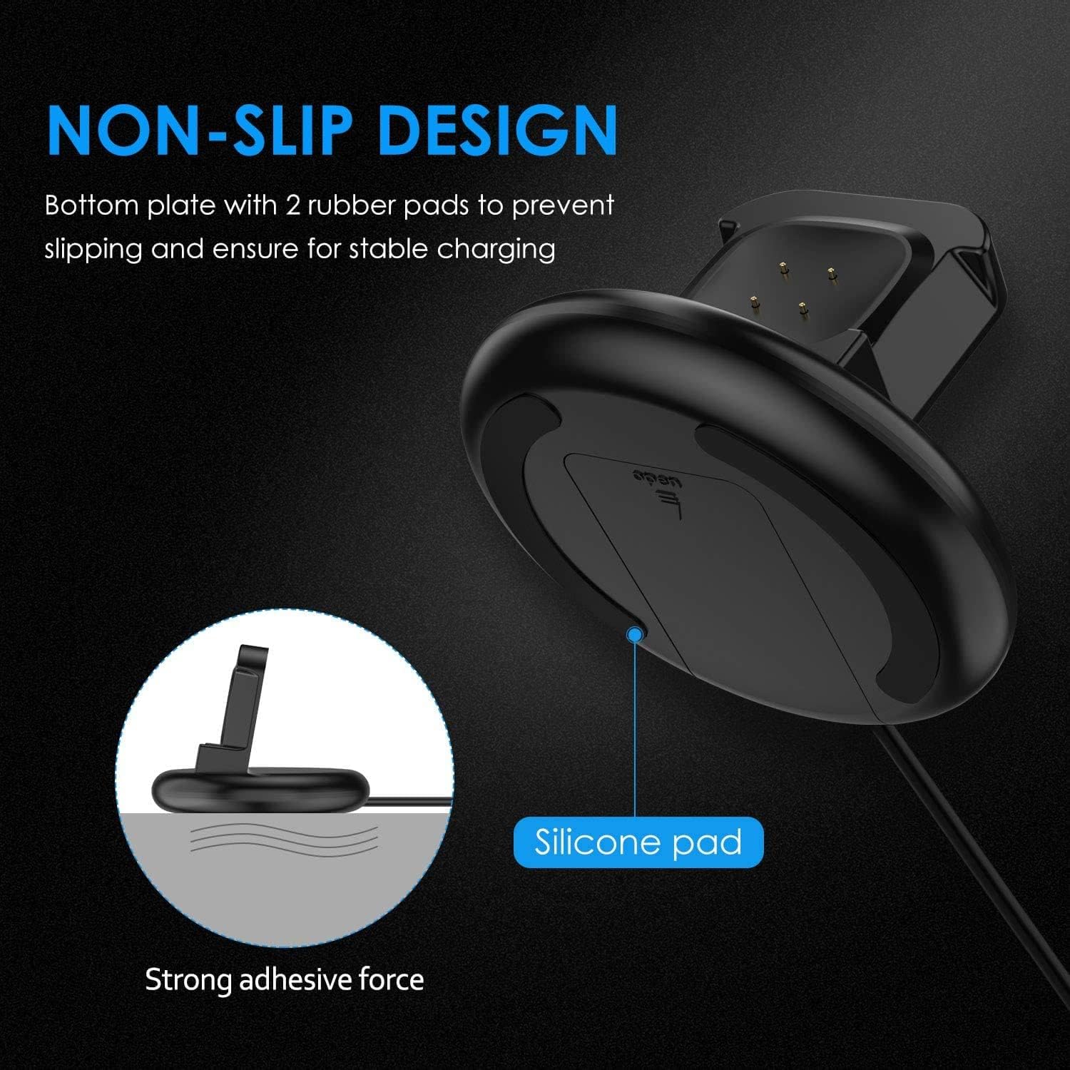 Base de carga compatible con Fitbit Sense 2Versa 4SenseVersa 3, soporte de carga antideslizante, cable USB de repuesto de cable USB de 4.3 pies,
