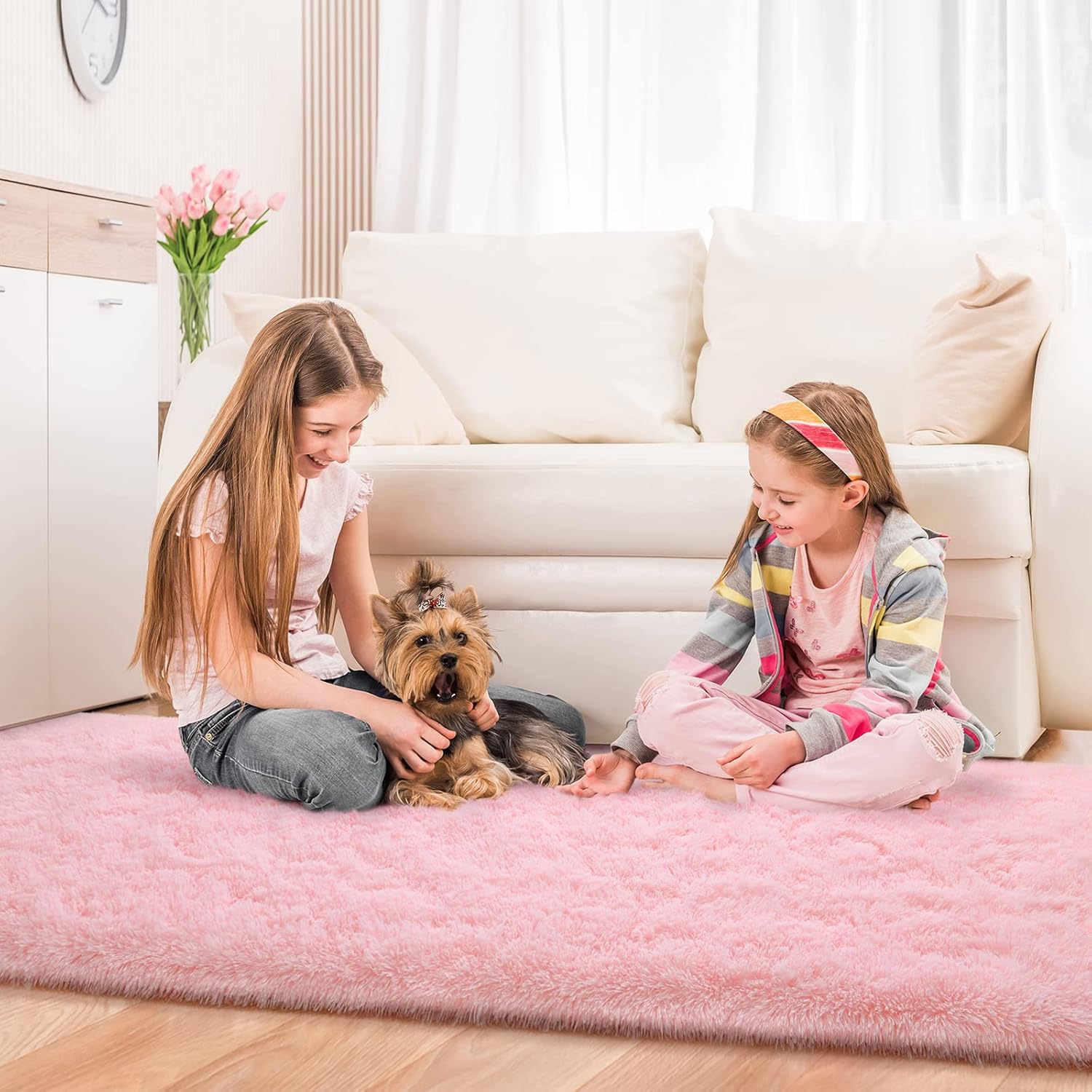 Jelymark Alfombra súper suave para dormitorio, alfombra esponjosa de 3 x 5 pulgadas para sala de estar, alfombra de felpa interior mullida para