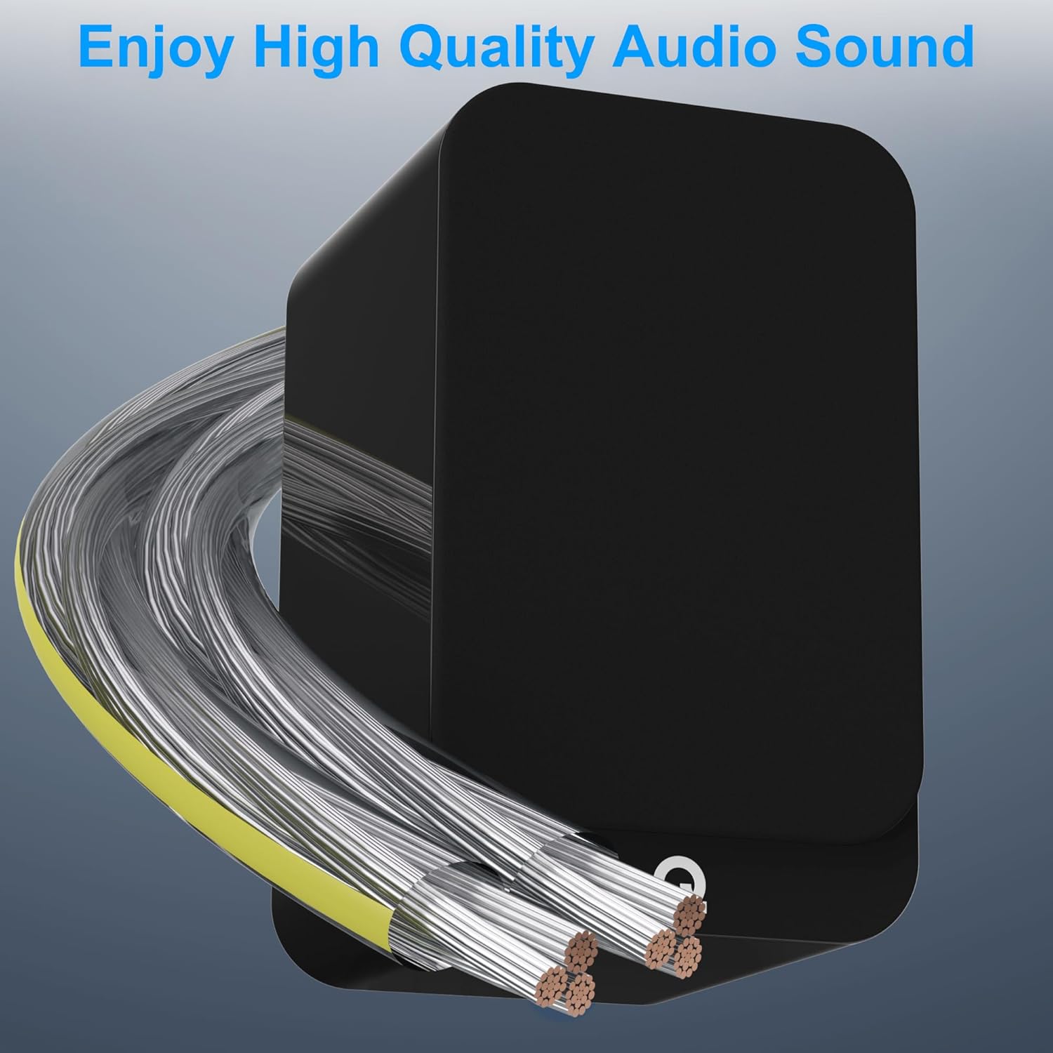 Carrete de cable plano de altavoz 162 de 50 pies, clasificación UL CL3, calibre 16 AWG, cobre OFC estañado, chaqueta transparente con marcador de