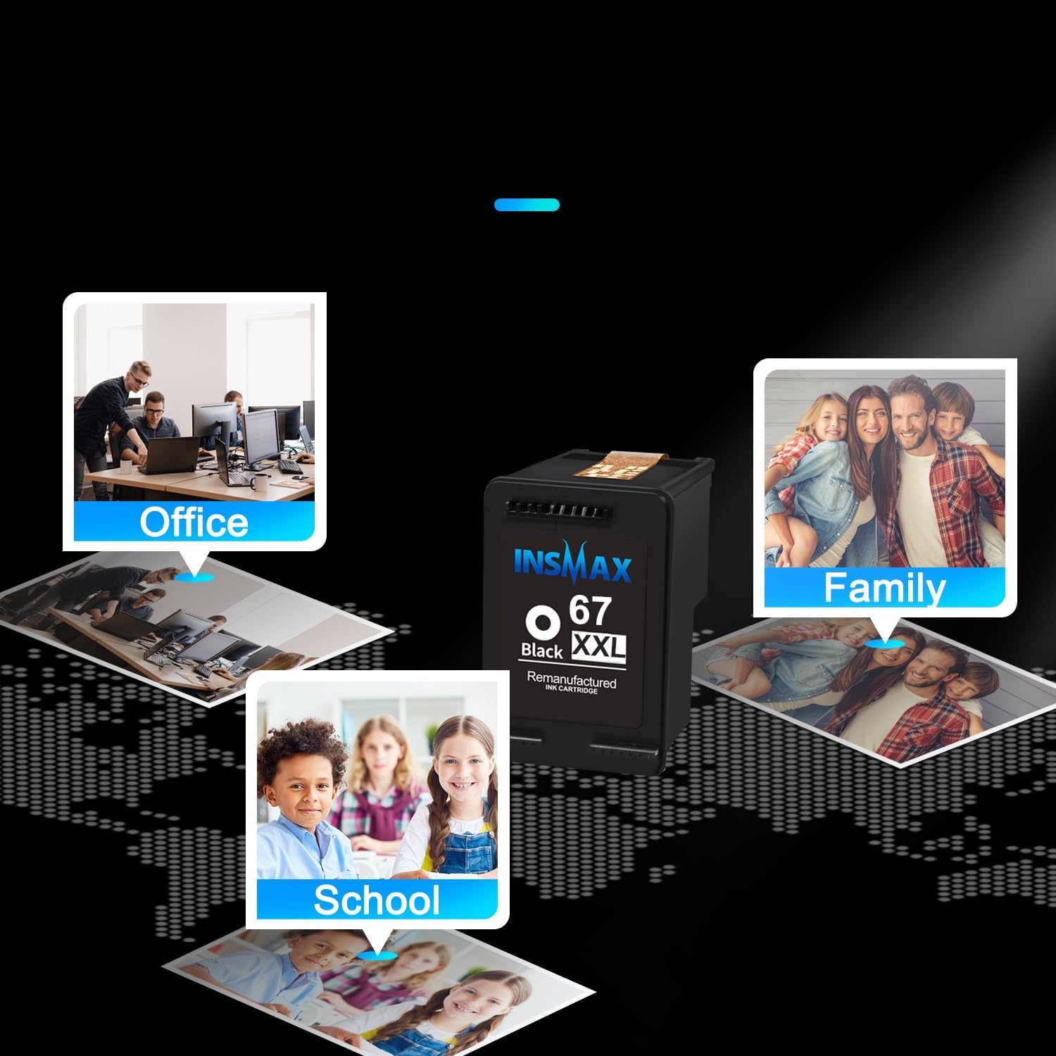 67XXL Cartuchos de tinta negra de alto rendimiento de repuesto para HP Ink 67 67XL 67XXL compatible con 6000 6055 6055e 6052 Envy Pro 6400 6455