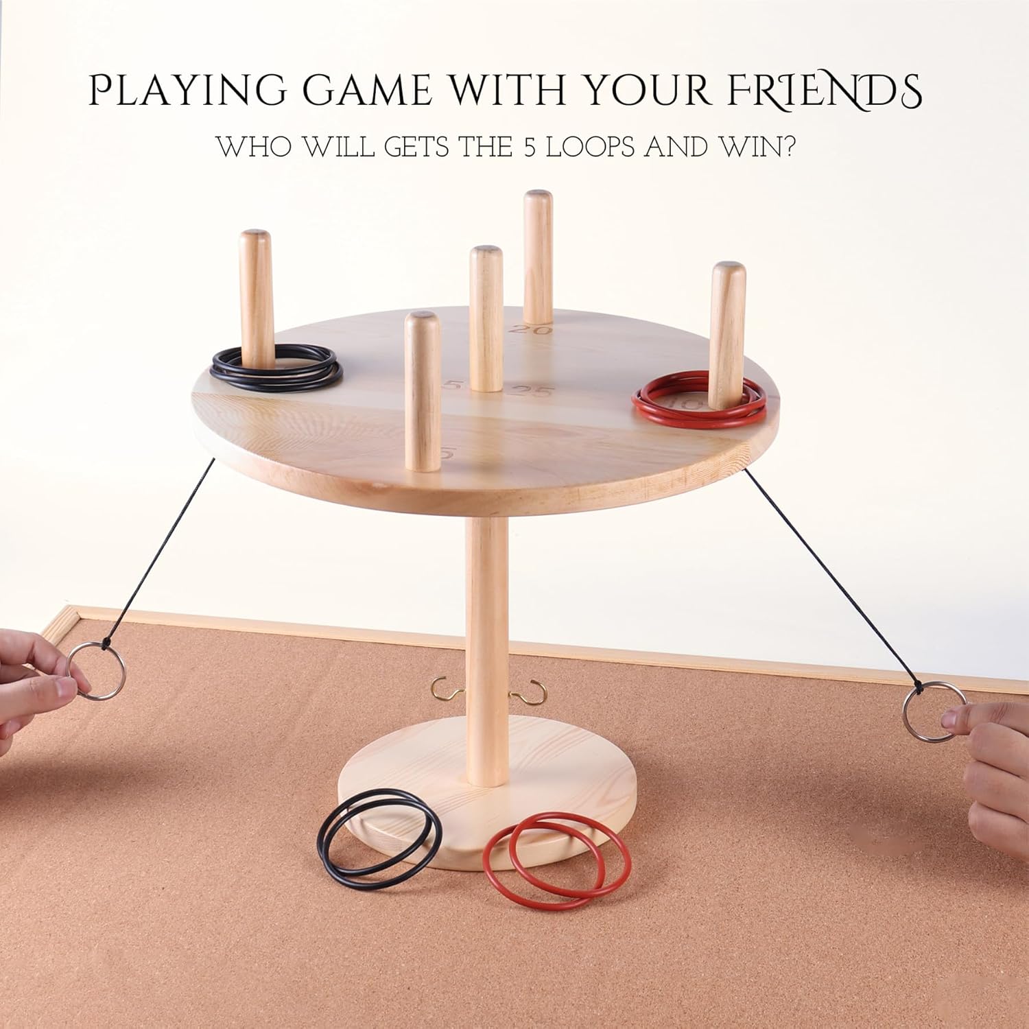 (1 unidad) Juego de lanzamiento de anillos 3 en 1, juego de gancho y anillo de madera natural para adultos, juego de anillo grande en interiores,