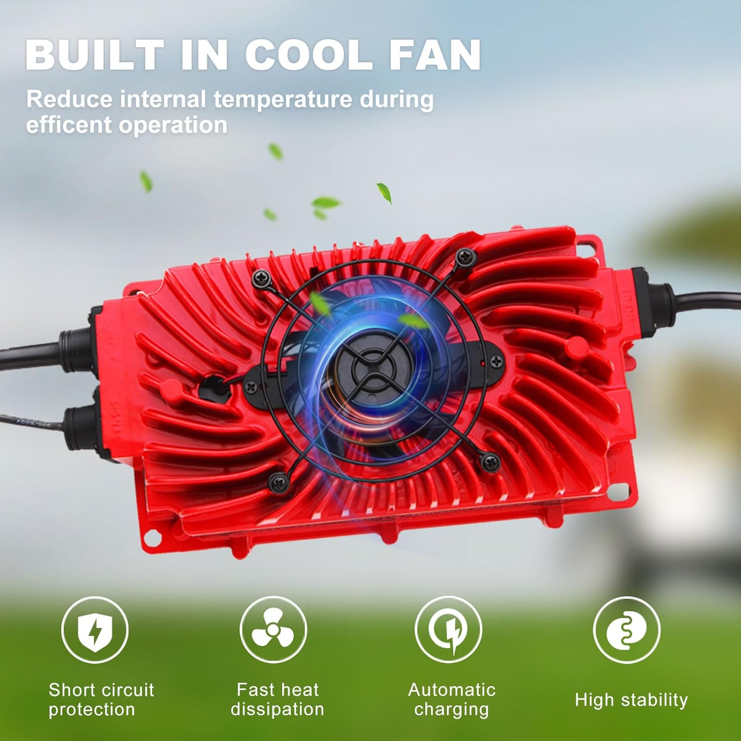 Cargador de batería para carrito de golf de 48 voltios para EZGO RXV y TXT, cargador de carritos de golf de 15 amperios 900 W con enchufe triangular