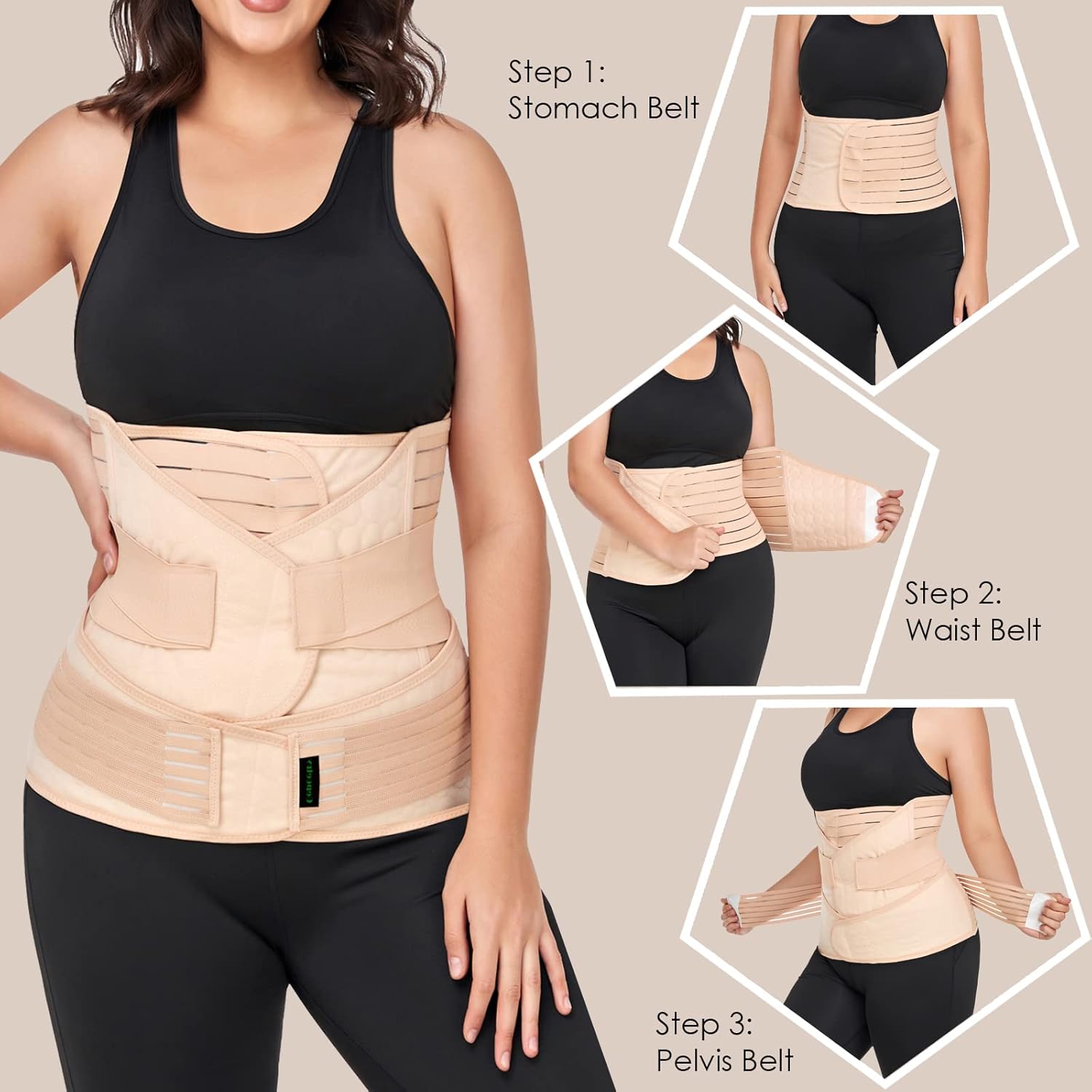 Banda para el vientre posparto 3 en 1, faja de recuperación para abdominal, faja poscirugía, cinturón de apoyo para el abdomen, la cintura y la