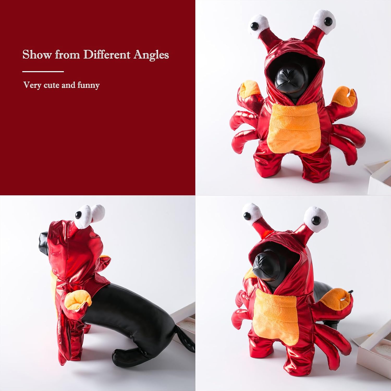 BAMY Disfraz de cangrejo para perro de Halloween con capucha de invierno para mascotas, ropa divertida de bulldog para gatos, ropa para perros