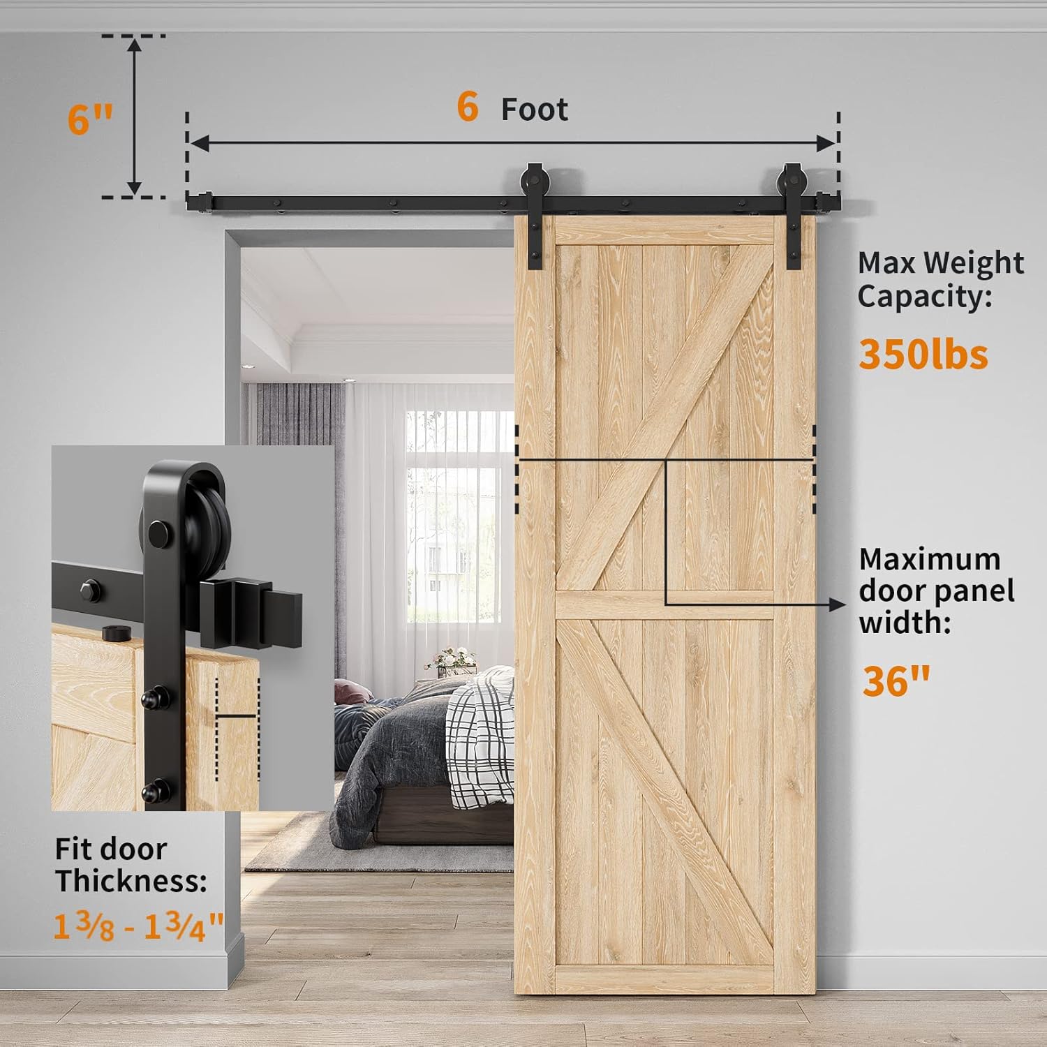 Homlux – Kit de herrajes para puerta corrediza de granero de alta resistencia, suaves y silenciosos, simples y fáciles de instalar, se ajustan a