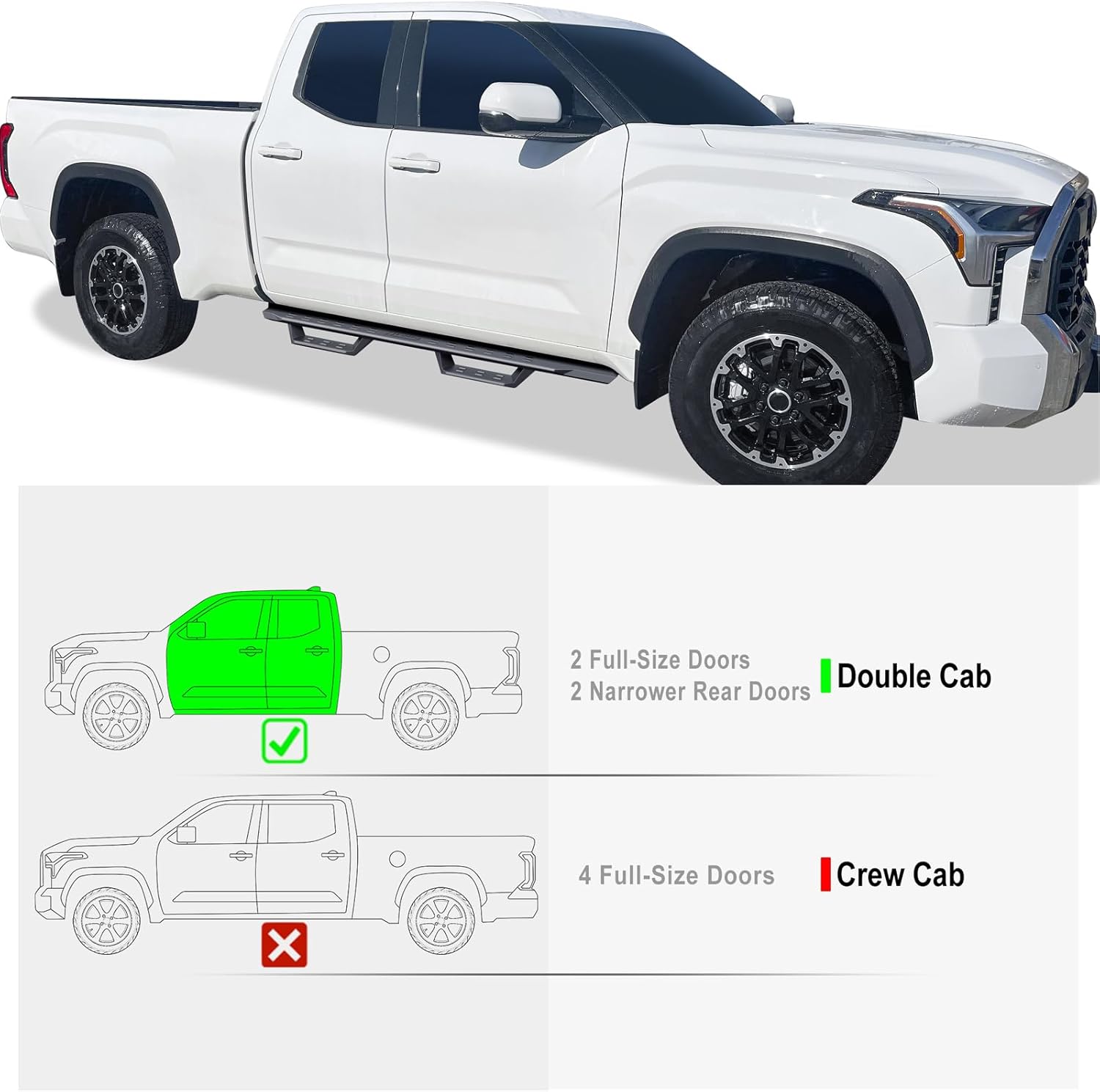 HD Ridez Overland Slider – Pasos de caída compatibles con Toyota Tundra 2022-2024 Double Cab
