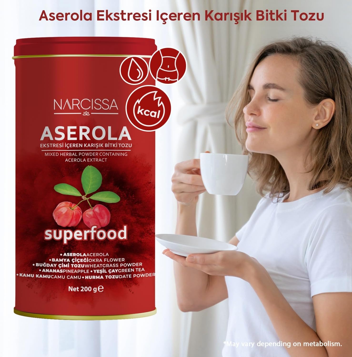 Polvo de hierbas mixtas que contiene extracto de acerola – Edema natural y reductor de hinchazón para la salud digestiva e imuna, deal Detox