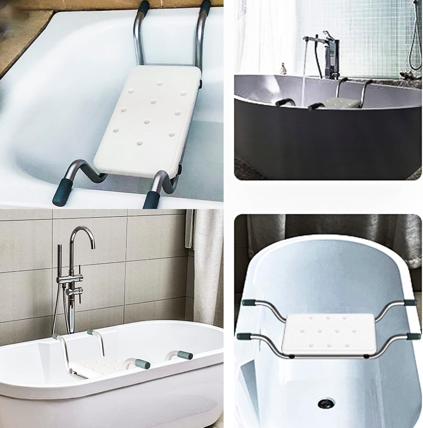 Silla de ducha ancha de aluminio de longitud ajustable resistente, asiento de bañera de plástico para adultos, personas mayores, ancianos, hasta 300