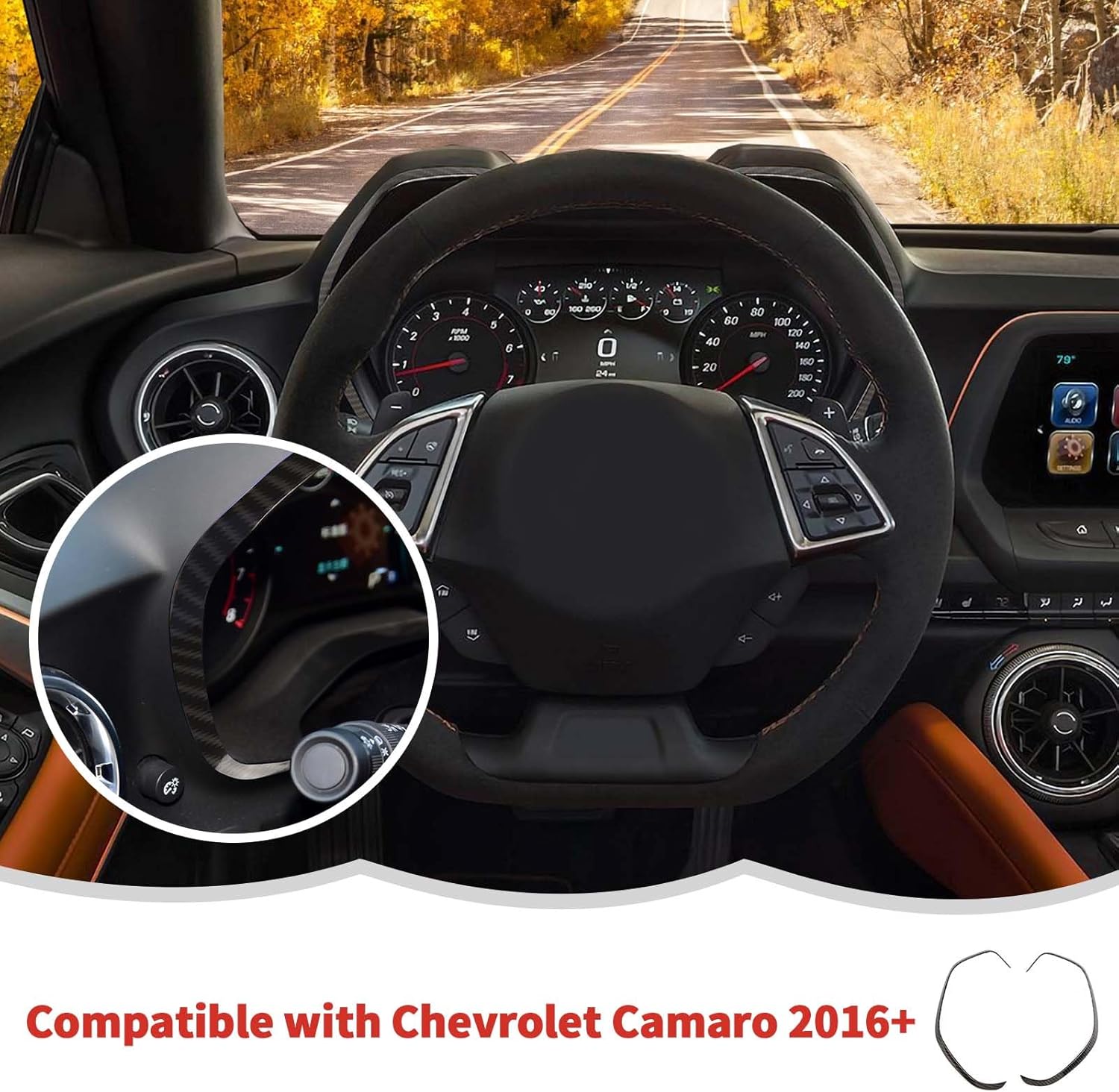 RT-TCZ Cubierta de fibra de carbono para salpicadero, marco de velocímetro, decoración interior accesorios para Chevrolet Chevy Camaro 2016-2023
