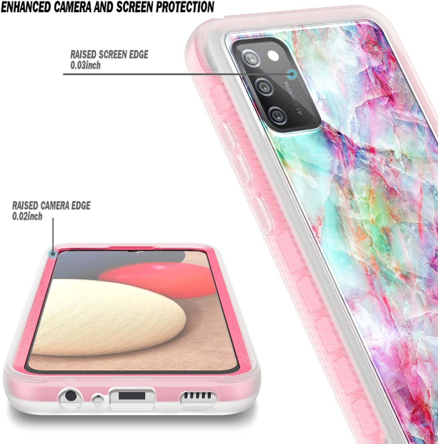 NZND Funda para Samsung Galaxy A03S con protector de pantalla integrado, funda protectora de cuerpo completo a prueba de golpes, resistente a los