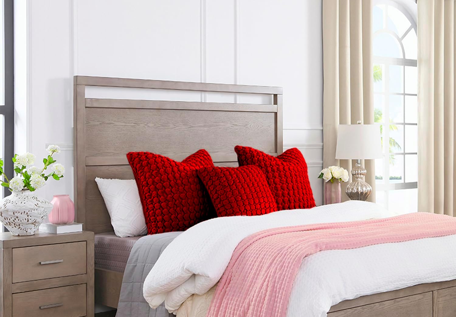 COCOPLOCEUS Juego de 2 fundas de almohada rojas de 18 x 18 pulgadas, fundas de almohada decorativas de granja de terciopelo, fundas de cojín