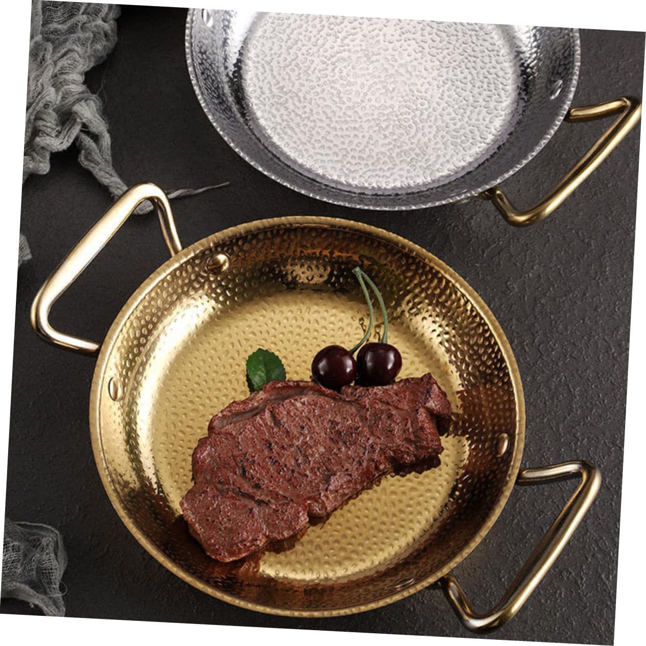 Orejas dobles Sukiyaki Olla de hierro fundido Sartén de Paella Española Caldero de hierro fundido Pan para servir alimentos Cocina Olla de Fondue