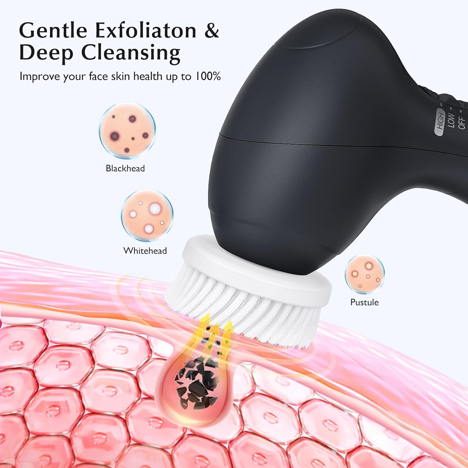 Cepillo de limpieza facial COSLUS 7 en 1 JBK-D Dispositivo limpiador eléctrico giratorio exfoliante impermeable de limpieza profunda, máquina