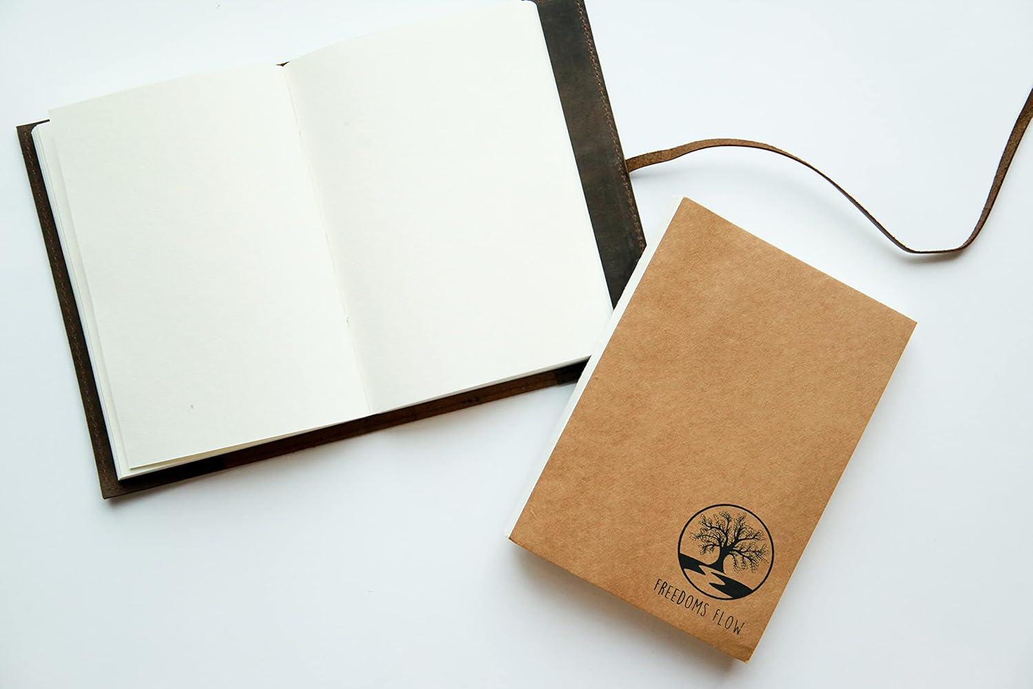 REFILL – Funda de cuero para diario A5 Freedoms Flow o use Alone Tree River of Life, 200 páginas de papel de algodón en blanco sin forro, diario,
