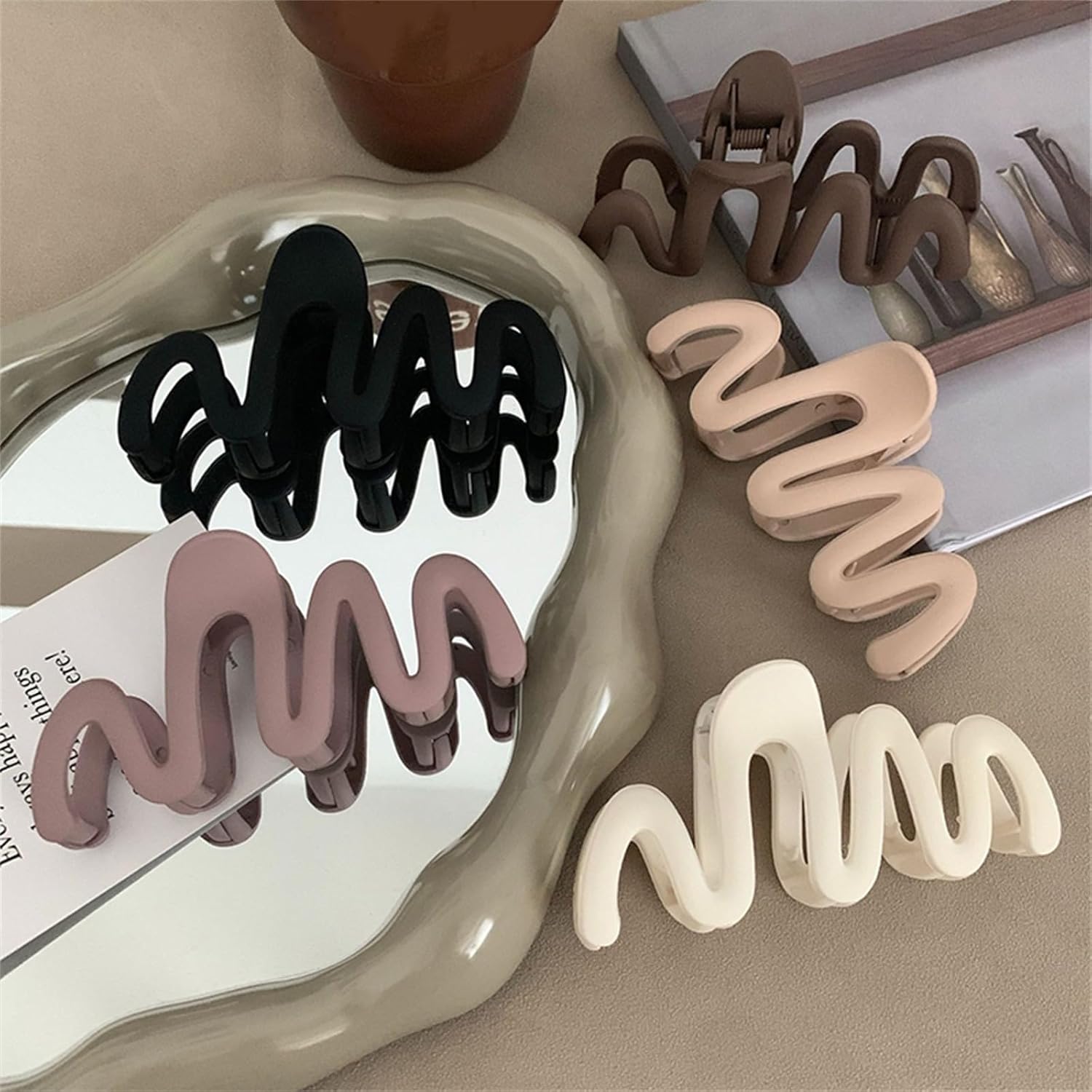 papasgix Pinzas para el cabello para mujer, 6 pinzas para el cabello, pinzas de pelo grandes para cabello grueso, clip de garra antideslizante,