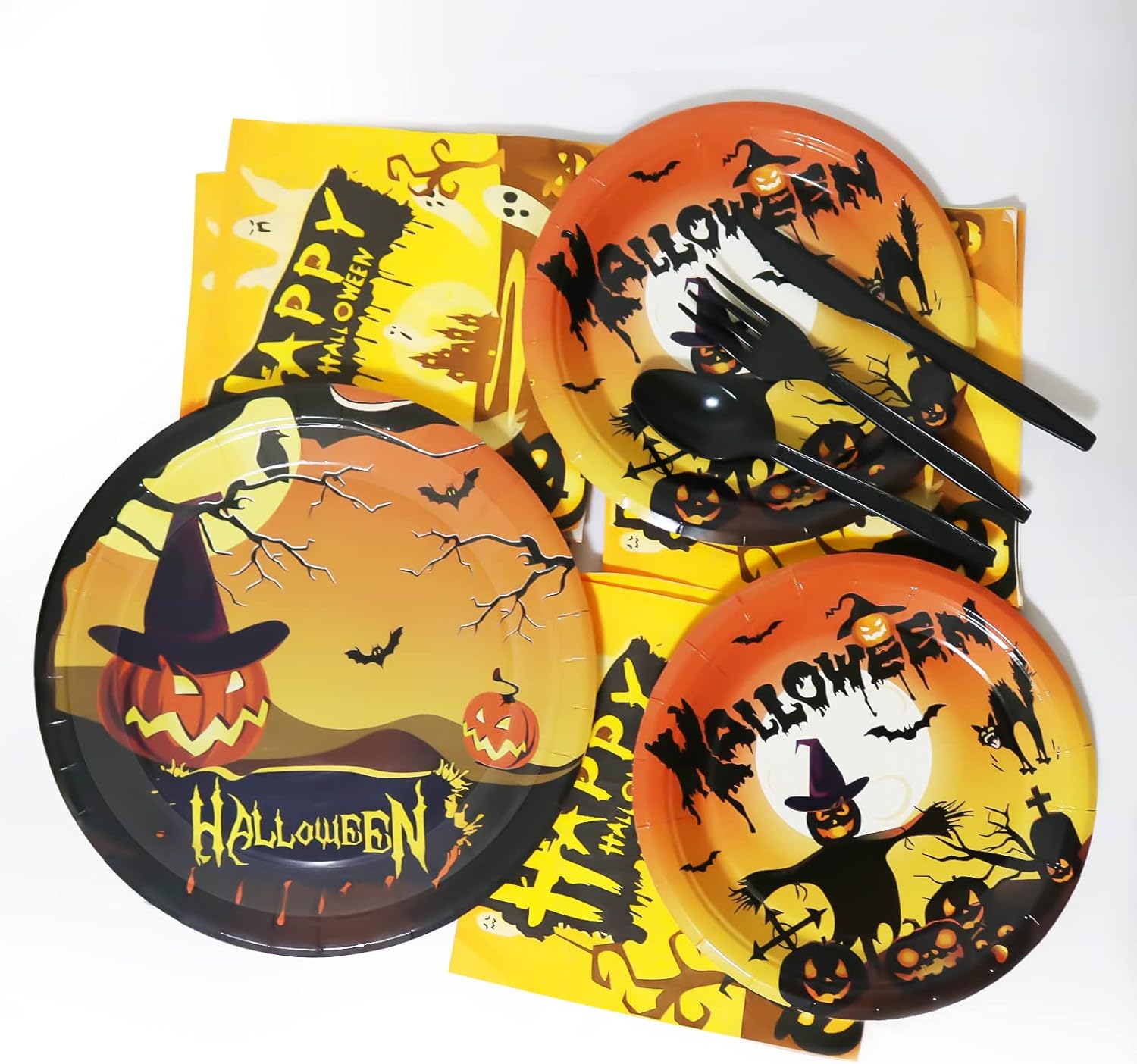 Suministros de fiesta de Halloween, decoraciones de fiesta de Halloween, platos de fiesta de Halloween, servilletas y juegos de tazas para fiesta de