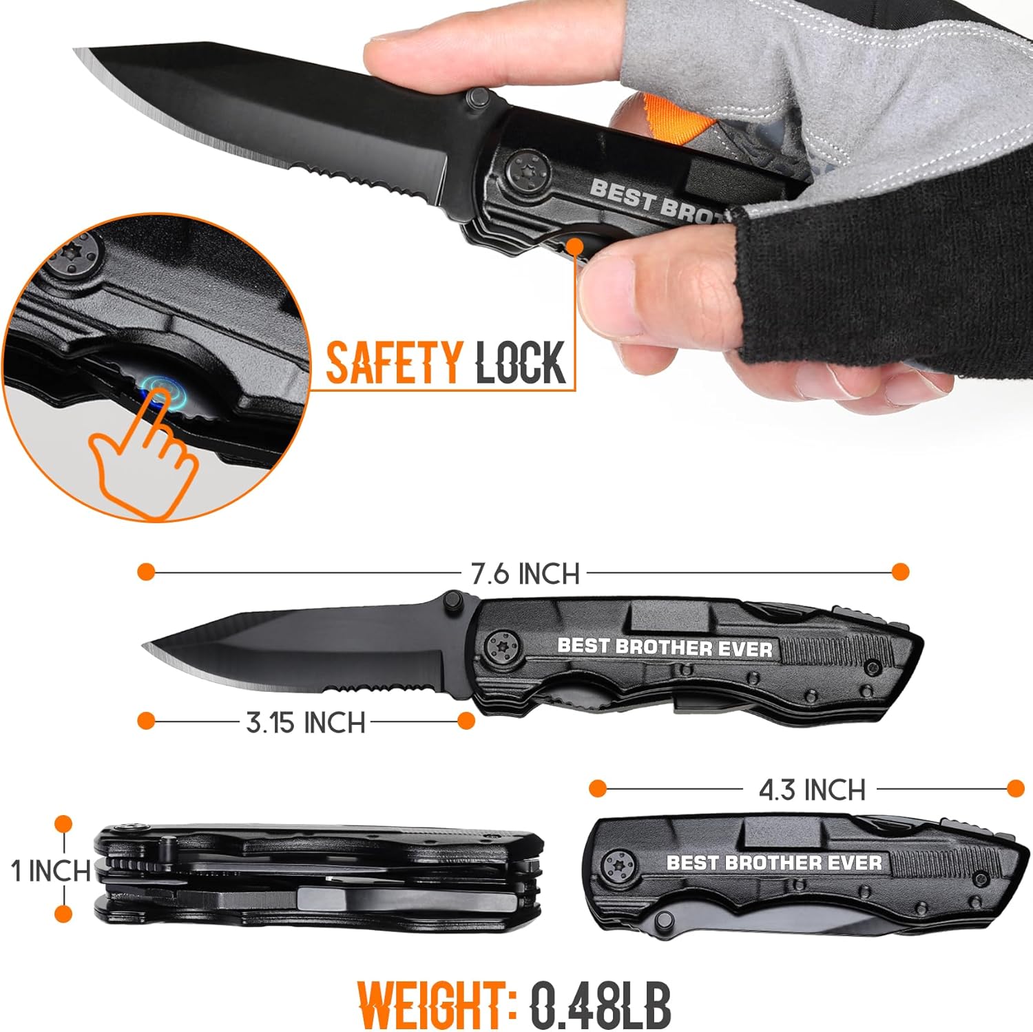 Regalos para hermano, cuchillo multiherramienta “Best Brother Ever”, regalos de Navidad para hermano, ideas de regalos de cumpleaños para hermano,