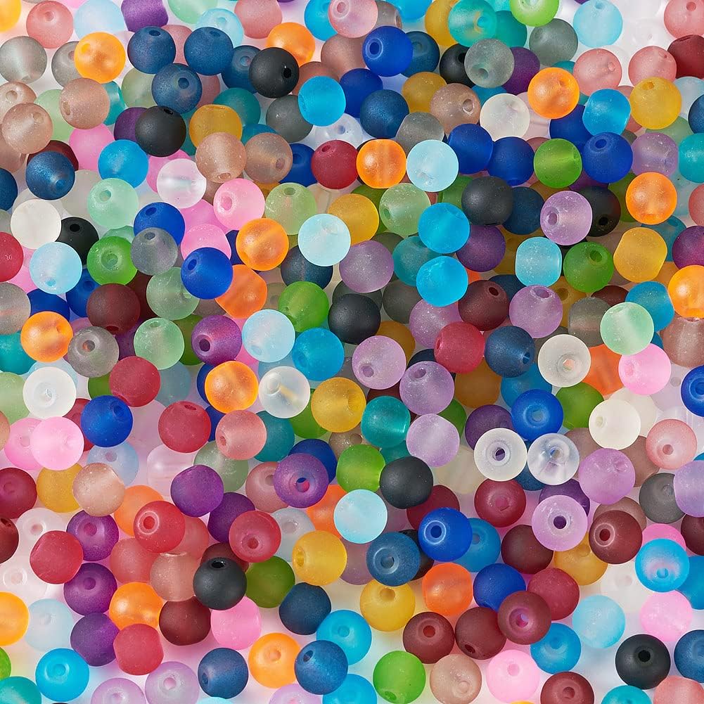 500 cuentas de vidrio esmerilado de 0.236 pulgadas para hacer joyas, 20 colores, cuentas redondas de cristal espaciador para bricolaje, collares,