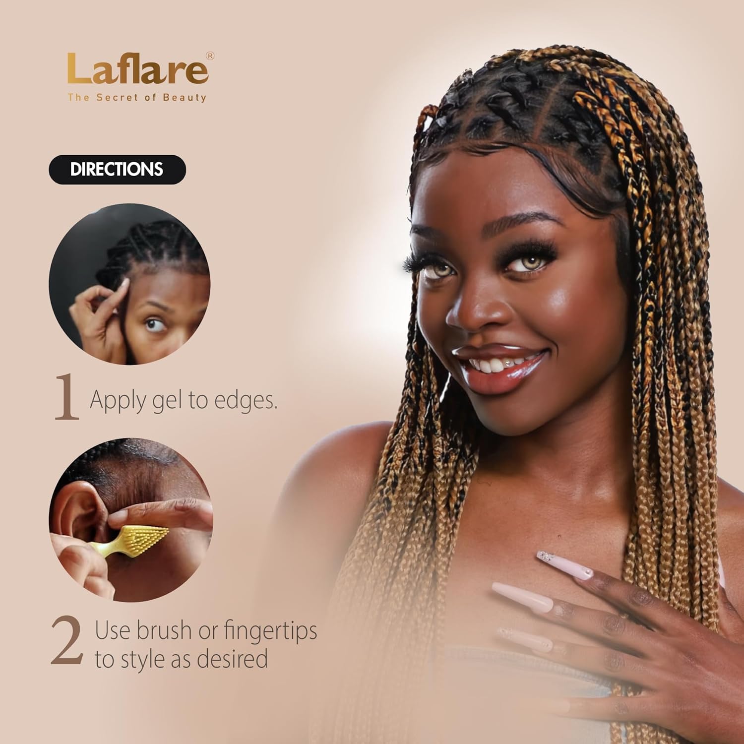 Laflare Control de bordes para cabello negro, cabello natural y cabello rizado. Gel de peinado ecológico tamaño de viaje 0.8 fl oz, cera de borde
