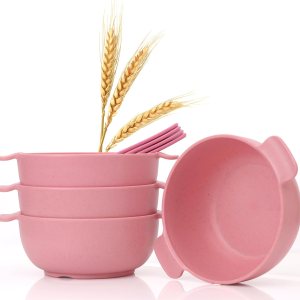 Rightitem Cuencos de paja de trigo con asas, juego de 4 cuencos de fibra de trigo y 4 cucharas, reutilizables, aptos para microondas y lavavajillas, Rightitem Cuencos de paja de trigo con asas, juego de 4 cuencos de fibra de trigo y 4 cucharas, reutilizables, aptos para microondas y lavavajillas,