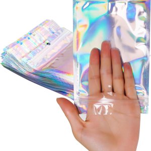 100 bolsas de embalaje holográficas resellables para pequeñas empresas, bolsas de muestra de aluminio, bonitas bolsas de almacenamiento a prueba de 100 bolsas de embalaje holográficas resellables para pequeñas empresas, bolsas de muestra de aluminio, bonitas bolsas de almacenamiento a prueba de