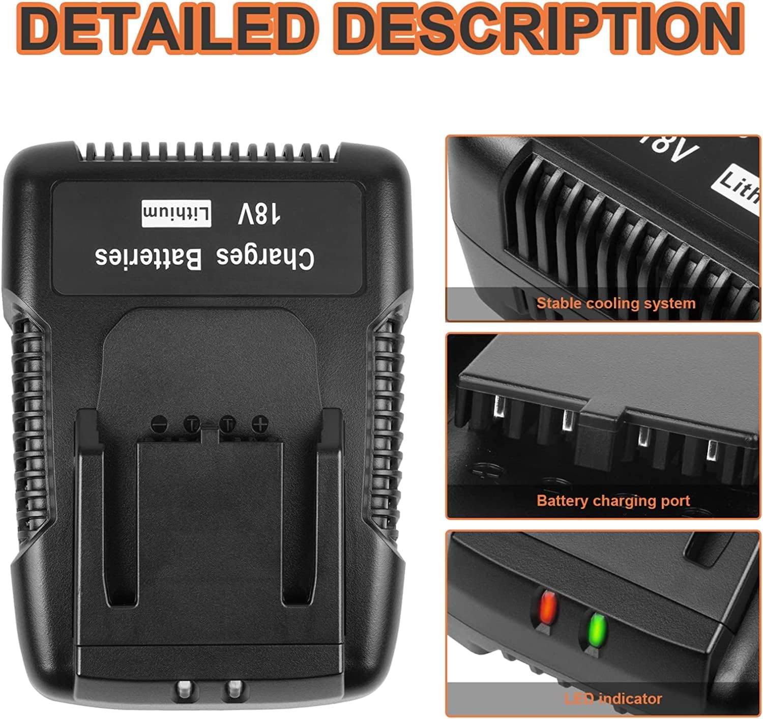TREE.NB Cargador rápido de batería de litio de 18 V R86092 compatible con cargador Ridgid de 18 V para batería R86091 R840087 R840083, R840085