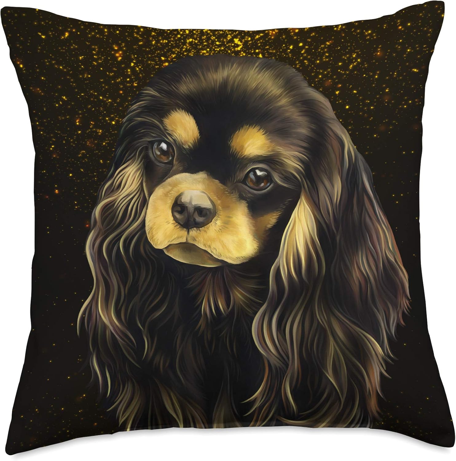 King Charles Spaniel, Black and Tan Cavalier Throw Pillow (18.0 x 18.0in), multicolor