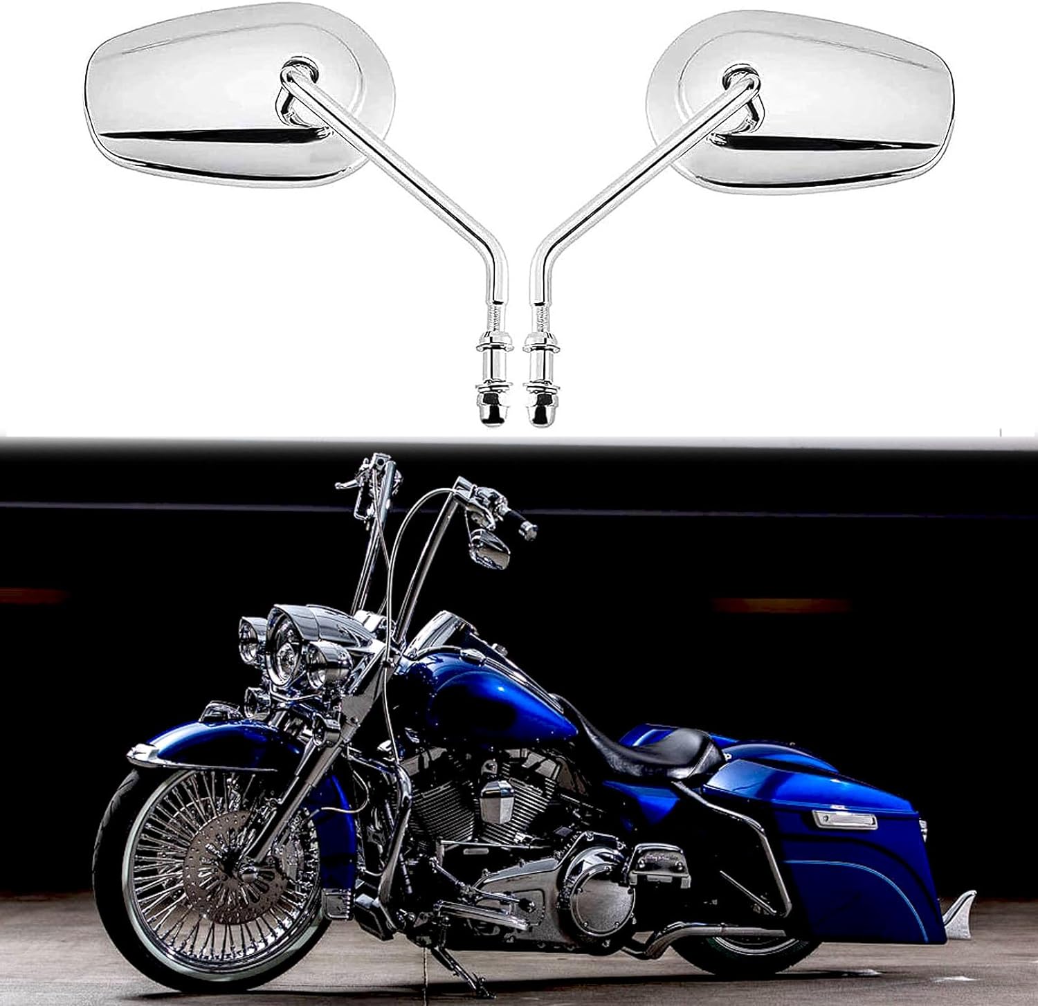 0.315 in cromo motocicleta retrovisión lateral espejos para Street Glide Road King Softail XL 883 1200 Sportster