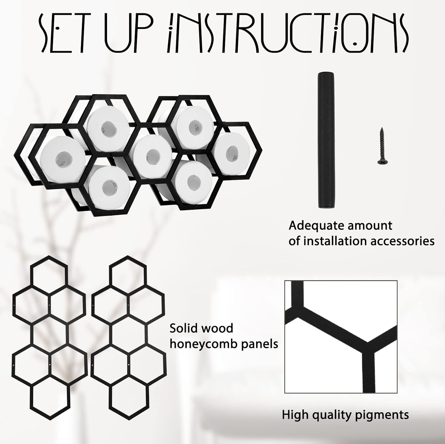 Soporte de papel higiénico de panal de abeja, soporte para 7 rollos, moderno soporte flotante de papel higiénico de panal de abeja, estantes