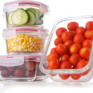 FILTA Recipientes de vidrio para almacenamiento de alimentos con tapas, recipientes de vidrio para preparación de comidas, sin BPA y a prueba de FILTA Recipientes de vidrio para almacenamiento de alimentos con tapas, recipientes de vidrio para preparación de comidas, sin BPA y a prueba de