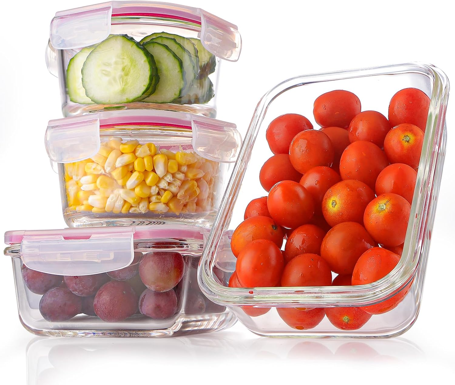 FILTA Recipientes de vidrio para almacenamiento de alimentos con tapas, recipientes de vidrio para preparación de comidas, sin BPA y a prueba de