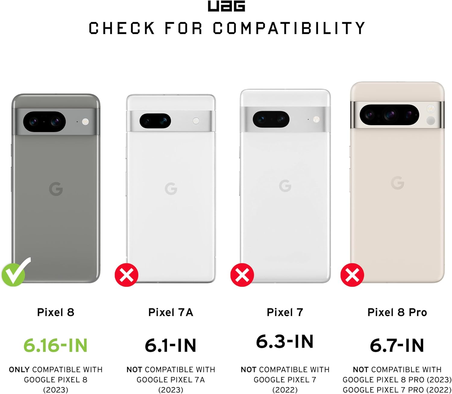 URBAN ARMOR GEAR UAG – Funda protectora hecha para Google Pixel 8, color verde oliva verde oliva, delgada, resistente a los impactos, resistente a