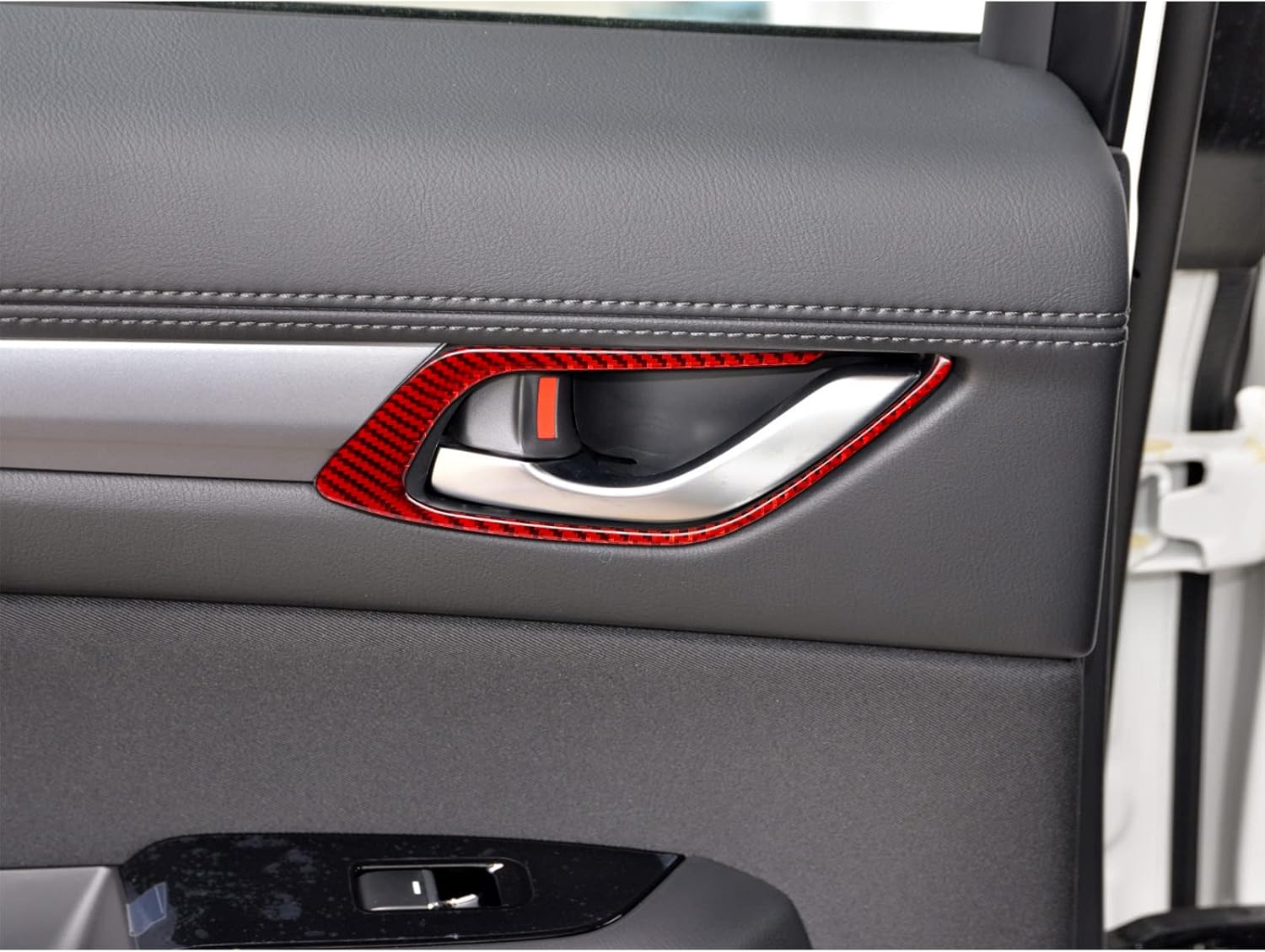 nuoozy Compatible con cubierta de marco de manija interior de puerta, accesorios interiores de fibra de carbono para Mazda CX-5 2017 2018 2019 2020