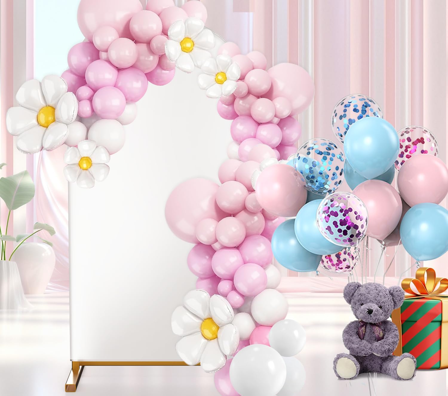 Arch Backdrop Cover 6.0FT White Spandex Fitted Wedding Arch Stand Covers Round Top Chiara Arch Backdrop Panels for Wedding Ceremony Birthday Party