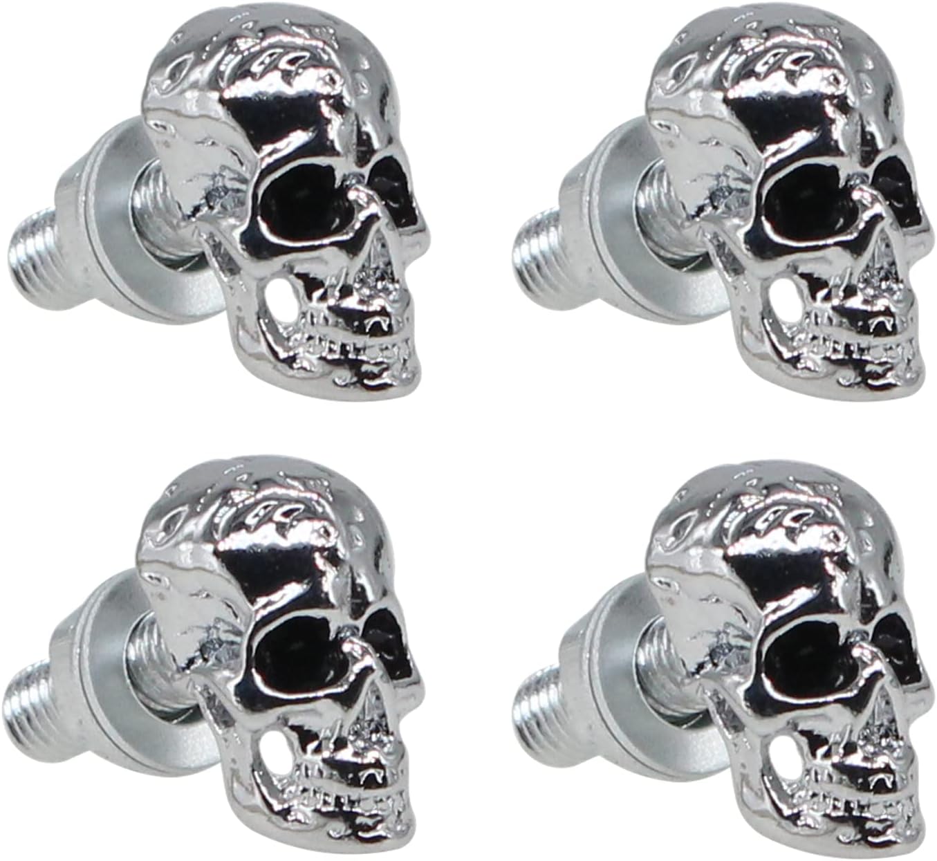 Tornillos de matrícula, 4 piezas universales de acero inoxidable estilo calavera, kit de tornillos para placa de matrícula para motocicleta,
