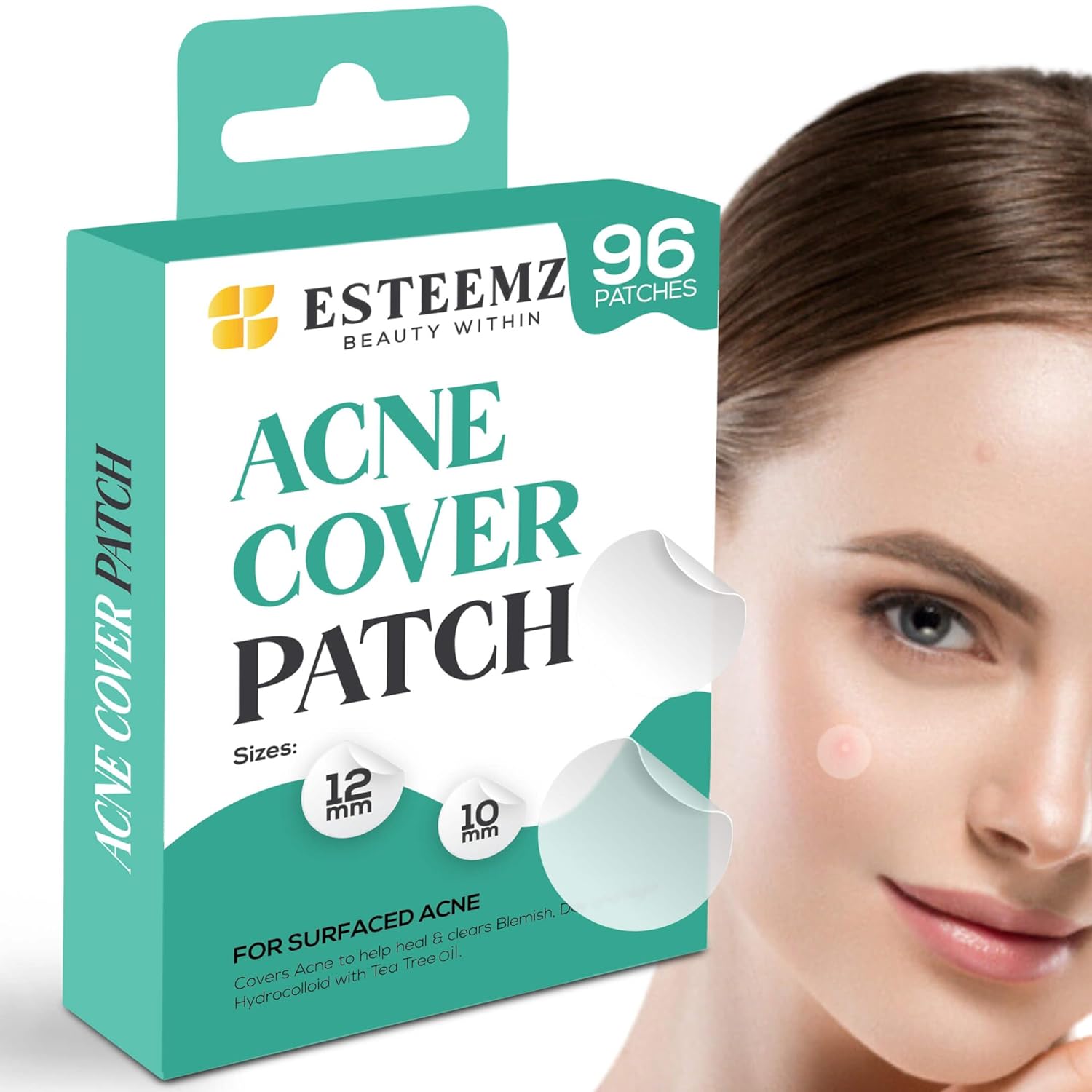 Parches invisibles avanzados para espinillas para la cara (paquete de 96)  Parches hidrocoloides con aceite de árbol de té  Parches veganos para