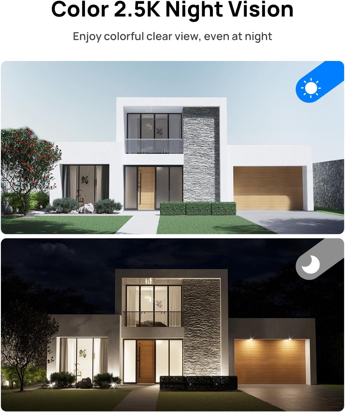 Cámaras de seguridad inalámbricas para exteriores con foco Ultra HD, visión nocturna a color, cámara solar de 4 MP para exteriores con zoom digital