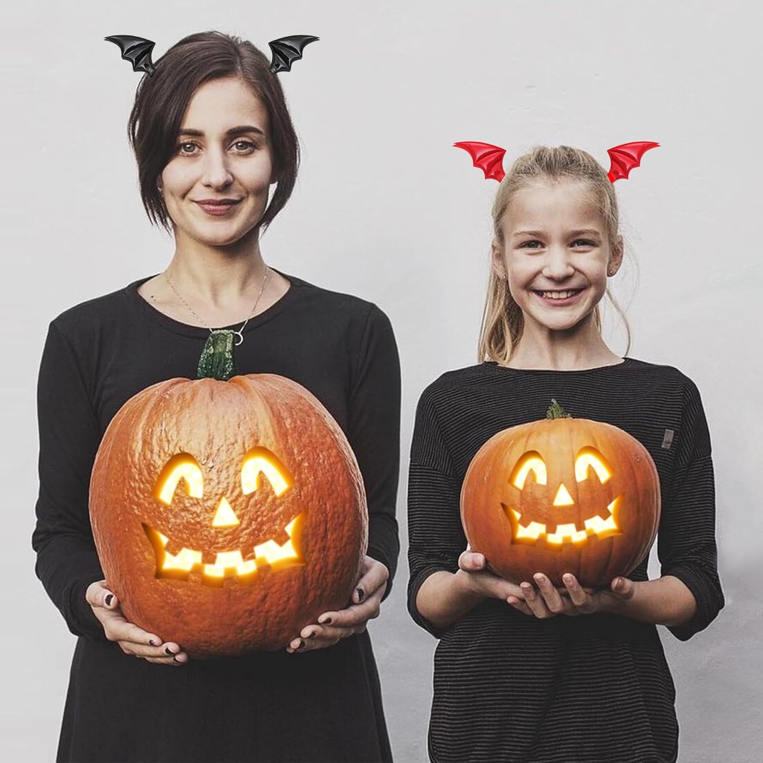 2 pares de pinzas para el pelo de murciélago de Halloween, horquillas de murciélago negro y rojo, lindos accesorios de Halloween para mujeres,