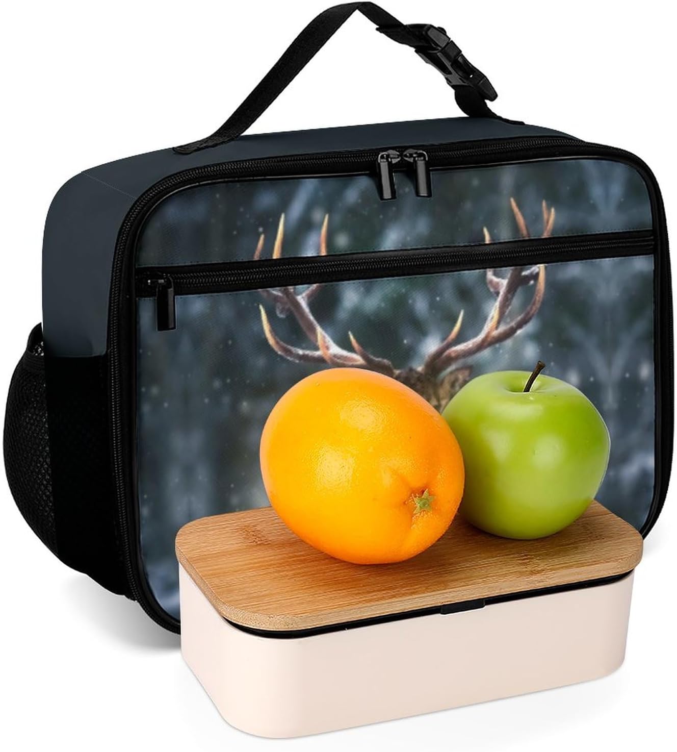 Muishi Lonchera reutilizable con diseño de ciervos, bolsa de almuerzo aislada, lonchera para comida y alimentos, bolsa de mano para mujeres, niños,
