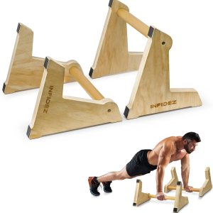 Paraletas de madera ajustables de altura de 20 x 12 pulgadas y barras de empuje, barras paralelas de gimnasia antideslizantes, barras de pie, equipo Paraletas de madera ajustables de altura de 20 x 12 pulgadas y barras de empuje, barras paralelas de gimnasia antideslizantes, barras de pie, equipo