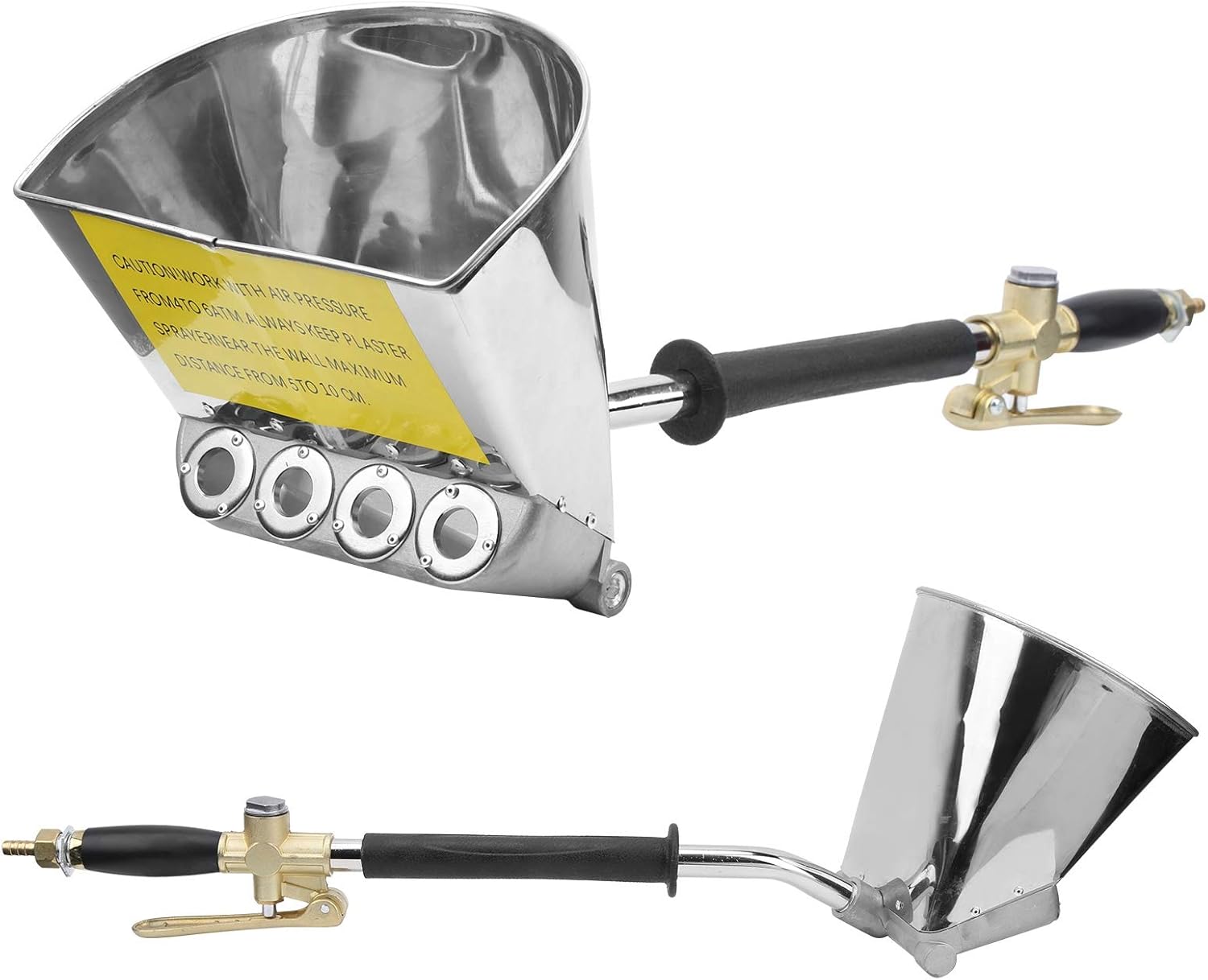 Pulverizador de estuco de 4 chorros, herramienta neumática de enyesado de pared de yeso de mortero de yeso de la tolva de la textura del cemento