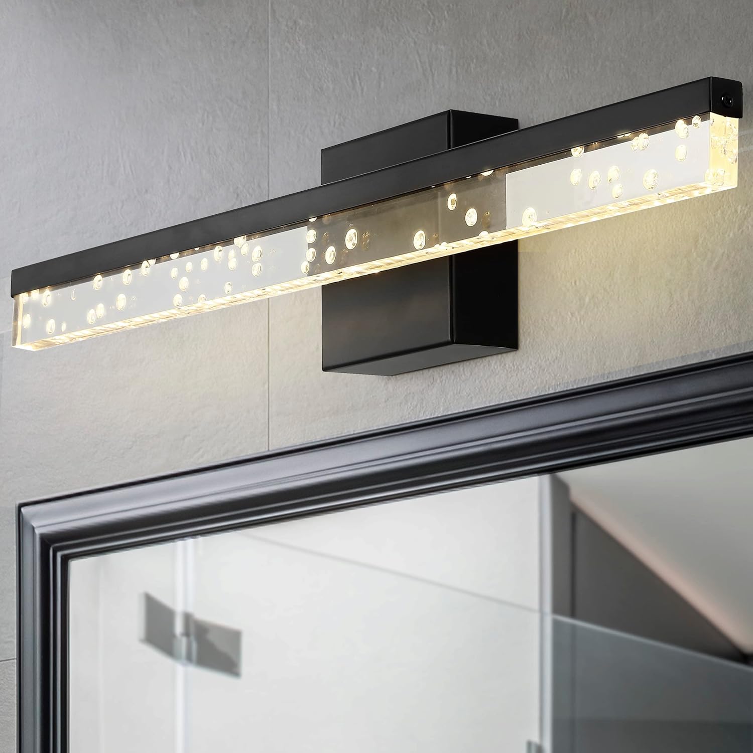 Eyely EYL7128A Paulina – Luz LED integrada de acrílico de 22 pulgadas para entrada, vestíbulo, baño, pasillo, dormitorio, color negro y transparente