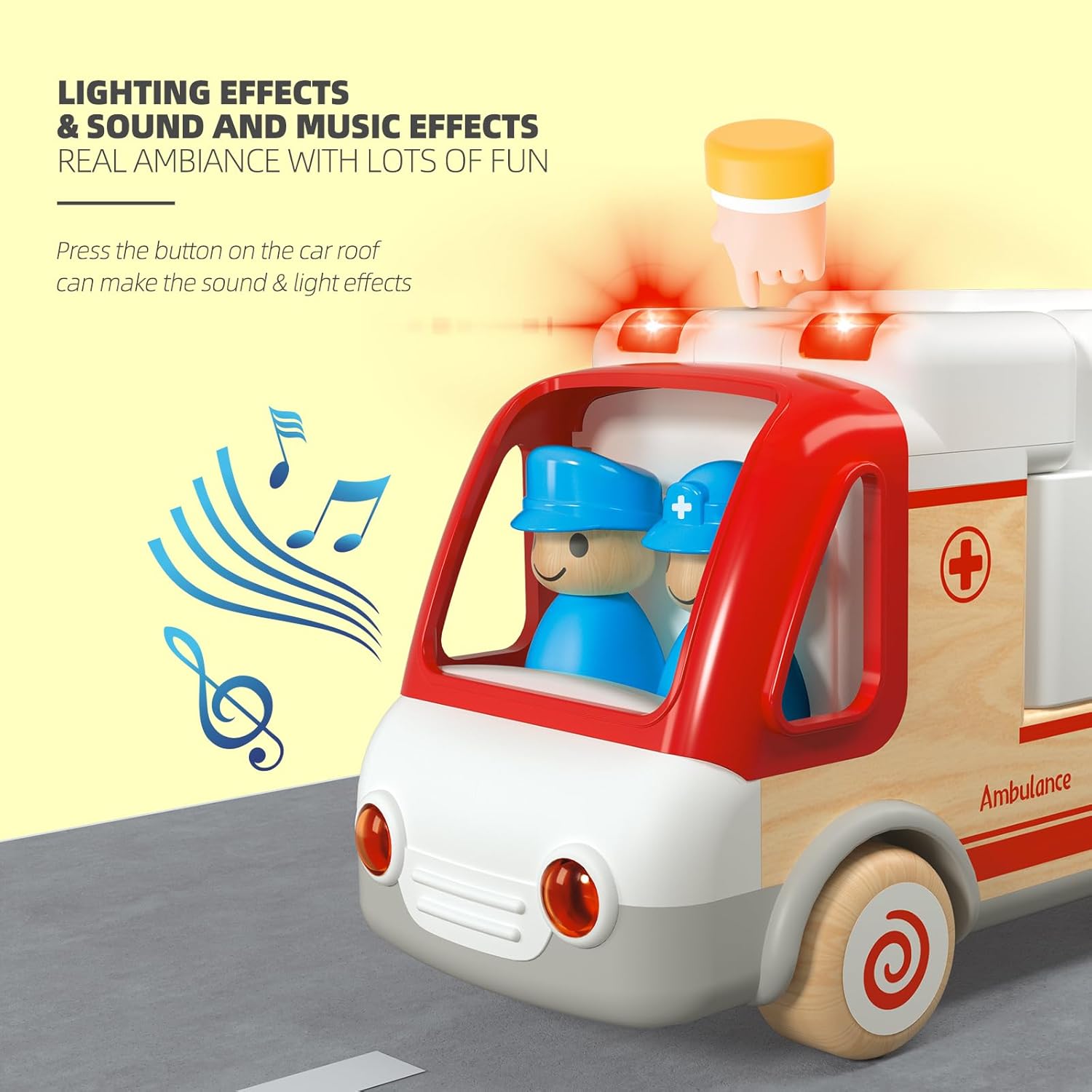 Juguetes de autos para niños de 2, 3, 4, 5 años, camión de ambulancia con sonido y luz, juguete de aprendizaje temprano, vehículos de plástico y